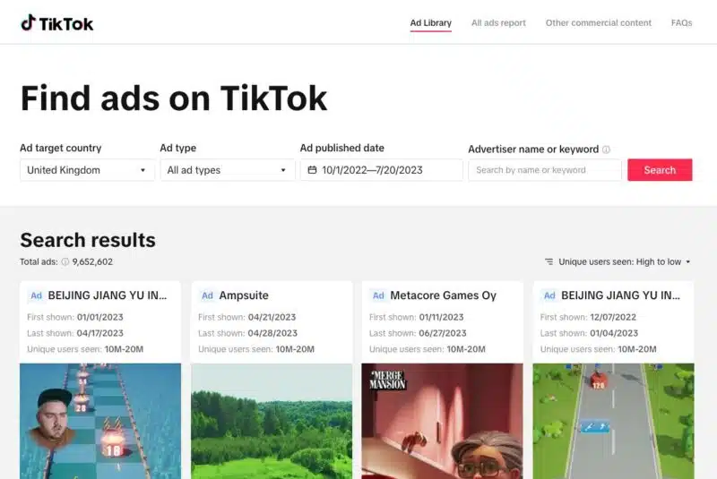 TikTok launches ads transparency library